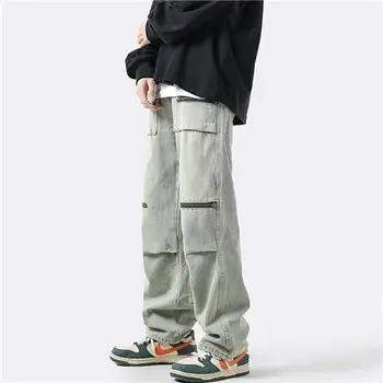 2023 New American High Street Toate-meci de Blugi Bărbați de Design de Moda Casual Vrac de Calitate de Top Denim Drept-picior pantaloni Pantaloni D95