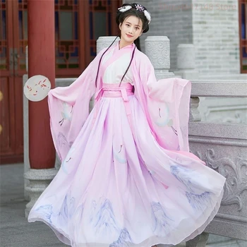 Stil Chinezesc Femeile Orientale Epocă Hanfu Costume Broderii Florale Fairy Rochii Tradiționale Vechi Printesa Tinutele De Zi Cu Zi