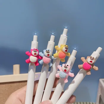 Disney Cute Strawberry Urs Apăsați Neutru Pen 0.5 Glonț de Desene animate 3d Gel Stilou de Mare Frumusețe pentru Copii Rechizite Școlare Papetărie