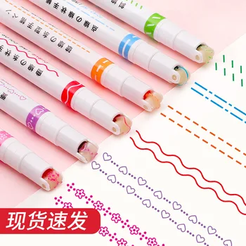 În Formă De Floare Outline Pen, Curbat Stilou, De Mână, Creion, Linie Dublă Și Două Capete De Culoare De Mână Ziarul Dantela Pen, Studen