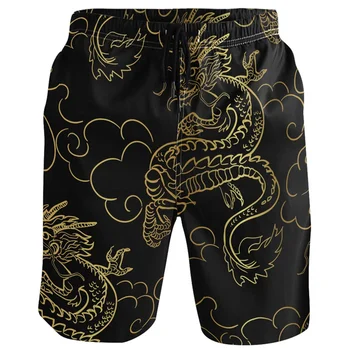 Vintage Crap Chinezesc Dragon 3d Imprimate pantaloni Scurți de Plajă Strada Pantaloni scurti Barbati de Vară Liber de Înot Trunchiuri iute Uscat pantaloni Scurți de Bord