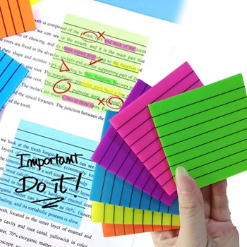 1 pachet Creativ Căptușite Transparent Lipicios Tampoane Memo Fluorescente Postat Impermeabil Note Colorate Autocolant de Papetărie