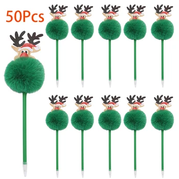 50Pcs Crăciun Doll Hairball Pen Pluș Pix Lovely Papetărie en-Gros