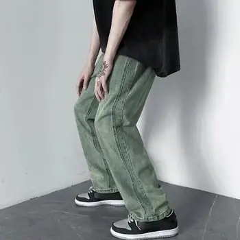 2024 Nou coreean Barbati Casual Blugi Lungi Clasic Bărbat Straight Denim Pantaloni Largi de Culoare Solidă