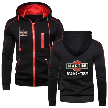 Martini Racing 2023 Iarnă Bărbați Hoodie Cald Solid Hanorac Cu Fermoar Stand De Guler Maneca Lunga Sport În Aer Liber Strat Uza De Îmbrăcăminte