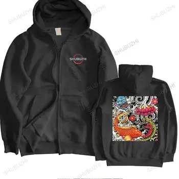 Trendy Yakuza Pește Și Șarpe jacheta Barbati Bumbac hanorac de iarna Japonia Dragon Gangster tricoul Topuri Grafic pulover oversizd
