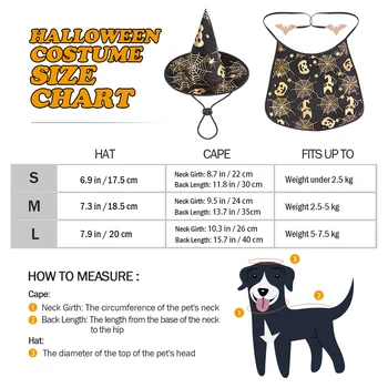 POPETPOP animale de Companie Costum de Halloween Pelerină și Pălărie de Vrăjitor Creative Decor Câine de Performanță Costum pentru o Vacanță de Cosplay (Marimea S)