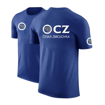 2023 Vara Noi CZ Ceska Zbrojovka cehă Arme de foc Logo-ul Imprimat Bărbați Clasic Liber Confortabil Maneci Scurte Culoare Solidă Tee Topuri