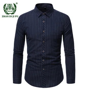Toamna Mens Tricou cu Dungi Business Casual Pierde Respirabil Mătase Design Neted Tricouri Rochie Sociale Mens Îmbrăcăminte chemises 2023