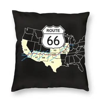 Vibrant Route 66 statele UNITE ale americii Autostrada Pătrat de Pernă Decorative Acasă 3D Hartă Tipărită Mama Drum Pernele de Acoperire pentru Camera de zi