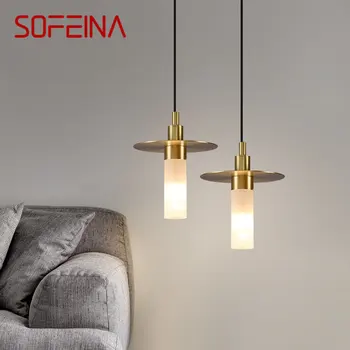 SOFEINA Moderne Alamă Pandantiv Agățat de Lumină LED-uri Nordice, pur și Simplu, Creativ Candelabru Lampă Pentru Casa Sufragerie, Dormitor Bar
