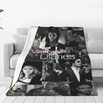 The Vampire Diaries Pătură Flanel Primavara/Toamna Damon Salvatore Ultra-Moale Arunca Pătură de Canapea în aer liber, lenjerie de Pat Aruncă