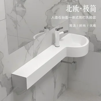 Stil japonez mică unitate chiuveta baie mini chiuveta piatra artificiala montat pe perete dimensiuni mici blat integrat