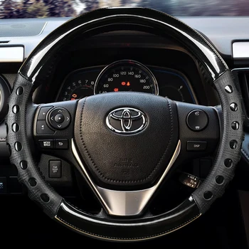 Fibra de Carbon de Mașină din Piele Capac Volan Pentru Toyota E ' Z RAV4 2013-2019 Corolla 2013-2017 Altoi iM 2016 Auris 2013-2016
