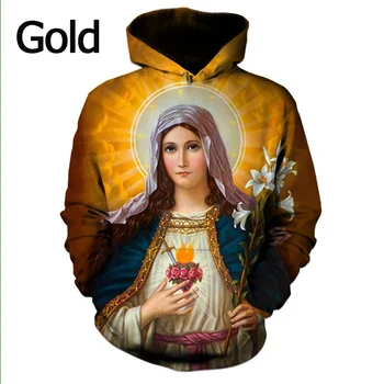 Dumnezeu Cruce, Isus, Fecioara Maria îi Iubește pe Toți Creștinii Unisex 3D Hanorac de Moda Personalizate Imprimate Fecioara Maria, Model Casual Hoodie