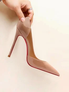 moda laterale deschise rosu de jos în tocuri inalte femei 12cm unic de pantofi primavara-vara pompe de zi cu zi rochie de petrecere