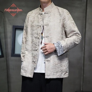 Toamna Jachete de Iarnă pentru Bărbați Chinez Stil Retro Disc Catarama Jachete Om Tang Costum Hanfu Strat de Îmbrăcăminte Tradițională