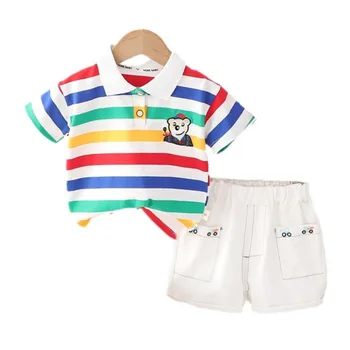 Noua Moda de Vara Fete pentru Copii Haine Copii Baieti cu Dungi T-Shirt, pantaloni Scurți 2 buc/Seturi Copilul Casual Costum Copii Treninguri