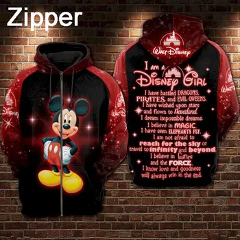 Mickey Mouse Bărbați Zip Up Hoodie de Desene animate Anime 3D de Imprimare Tricou Femei 2024 Nou Primavara Toamna pentru Copii Pulover Topuri