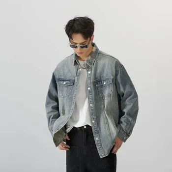 2023 Toamnă pentru Bărbați Haina High Street Uri Trendy din Denim Libere Haine Largi Versatil Jacheta Rece coreeană de Moda Streetwear