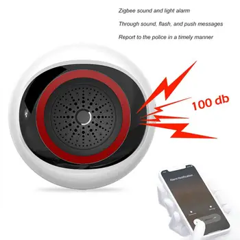 Tuya Zigbee Inteligent de Sunet Și Lumină Alarmă 100DB 2-în-1 Senzor de Baterie Usb Dual de Putere Smart Home Funcționează Cu Viață Inteligentă Zigbee Hub