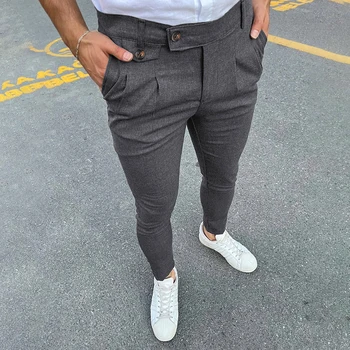 Britanic Solidă Talie Mare Pantaloni Formale Pentru Bărbați 2024 Toamna New American Buzunar Fals Decor De Moda Elegant, Simplu, Pantaloni