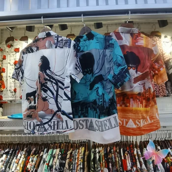 Foto reale NEBUN Maria Shirt Anime Scrisoare de Imprimare T-shirt Rever American High Street Bărbați Femei Cardigan Tricouri