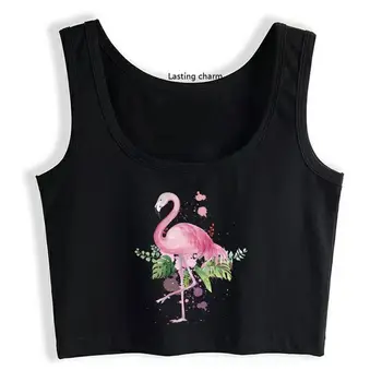 Iubitorii de animale Vacanta de Vara Cadou Crop Top Flamingo Casual Harajuku imprimare topuri