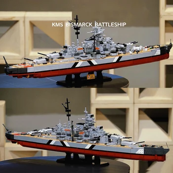 2 În 1 WW2 KMS Battleship Bismarck Blocuri Militare Nave de război a Marinei Flota Model Cărămizi de Jucărie Pentru Copii Cadou de Ziua Moc