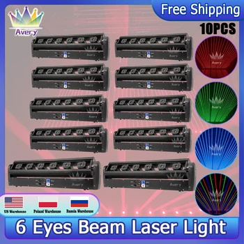 0 Fiscale 10buc 6 Ochii în Mișcare Cap Lumina Laser Rgb Lazer Etapă Scanner Laser Dj Dmx512 Dj Echipamente Bar cu laser Lumini