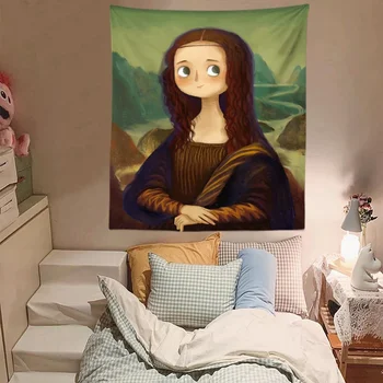 Home Decor Modern Mână-pictat Mona Lisa Van Gogh Kawaii Cameră Decor Mural Estetice Dormitor Decor de Perete Tapiserie de pe Perete