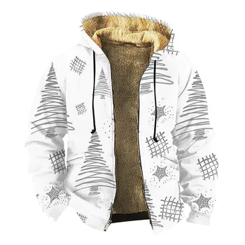 Haina Casual barbati de Moda de Craciun Model Capișon Jachete Fleece Crăciun Mens Jachete de Iarnă se Ingroase Îmbrăcăminte exterioară Cald