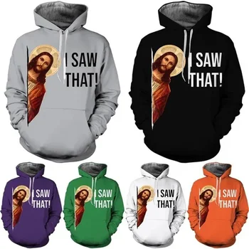 Amuzant Isus Hanorace Pentru Barbati Dumnezeu, Am Văzut Că Scrisoarea Imprimate Grafic Tricou Barbati Femei Casual Cu Maneci Lungi Supradimensionate Hoodie Coat