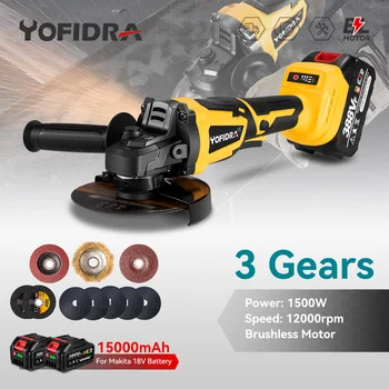 Yofidra 125mm M14 fără Perii Polizor unghiular 12000Rpm 3 Unelte Electrice fără Fir Impact de Slefuire Instrument de Putere Pentru Makita 18V Acumulator