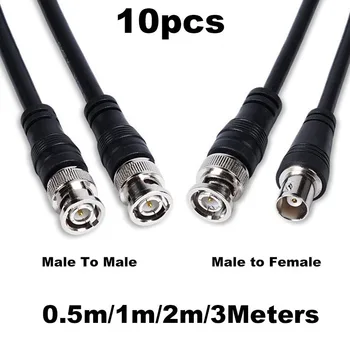 10x BNC Male la Masculin feminin Adaptor dual capul Cablu 0,5 M 1/2/3meter video Conector de extensie Coadă de Sârmă Pentru televiziune CCTV aparat de Fotografiat E1