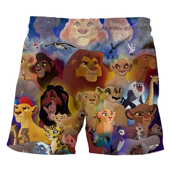 Noi Disney pantaloni Scurți de Plajă Anime Desene animate The Lion King 3D de Imprimare Bărbați Femei de Moda Casual pantaloni Scurti Copii Trunchiuri de Costume de baie, Pantaloni