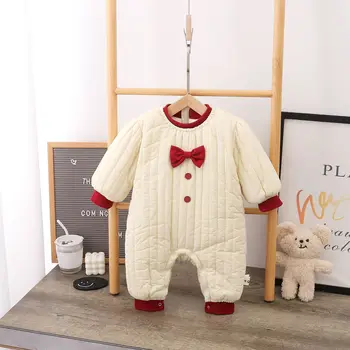 Stil Coreean Fete Baby Romper Îngroșat Cald Palton Cu Maneci Lungi Pantaloni Lungi Salopeta De Exterior Creeper Copii Haine De Iarnă
