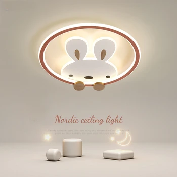 Nordic Eye LED Lumina Plafon pentru camere de Copii Foaier Copii Pepinieră Studiu Iepure Roz de Animale Fier Moderne Lampă de Plafon