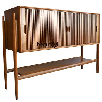 Mare-Picior Cabinet de Bufet Nordic din lemn de Tec Lung Dulap Lateral Multi-Funcțional de Declansare Usa Lemn Masiv Intrare, mobilier de Cabinet