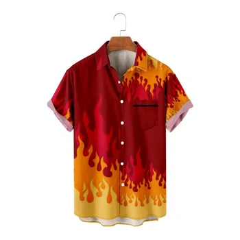 2023 3D Flacără Roșie cu Mânecă Scurtă T-Shirt 3d T-Shirt Pentru Bărbați Hawaii Tricou de Imprimare T-Shirt Barbati Femei Tricou Haine