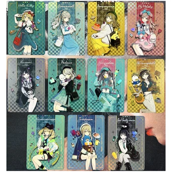 11Pcs/set Sanrioed Fete Anime Refracție Culoare Flash Card Kawaii Joc Clasic Anime Colecție de Cărți Diy Cadou Jucarii