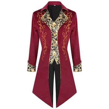 Mens Steampunk Epocă Sacou Frac Gotic Victorian Redingotă Uniformă Costumul de Halloween Petrecere de Bal Smoching Haine Barbati XXL