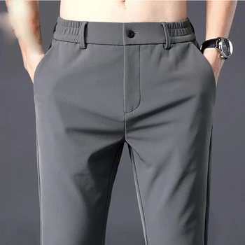 Vara Barbati Casual Pantaloni Subțiri de Afaceri Stretch Slim Fit Talie Elastic Jogger coreean Clasic Albastru Negru Gri Brand Pantaloni sex Masculin