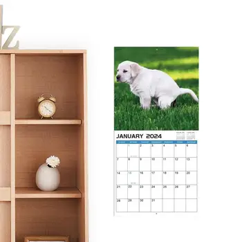 Câinii Caca Calendar Câine Natura Apeluri Lunar Calendar Amuzant Arta De Perete Faringian Umor Cadou Glumă Calendar Ianuarie 2024 Din Decembrie