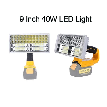 9 Inch 40W Lumină LED-uri pentru Dewalt DCB201 DCB200 18V Li-Ion în aer liber de Lucru cu LED-uri Lumina Reflectoarelor Lanterna cu USB