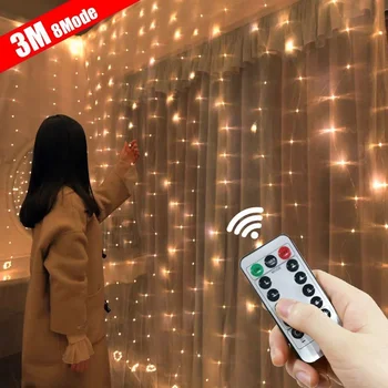 3/4/6M LED Zână Șir de Lumini Cortina Ghirlanda USB Feston la Distanță Decor de Crăciun pentru Acasă de Anul Nou Lampa de Vacanță Decorative