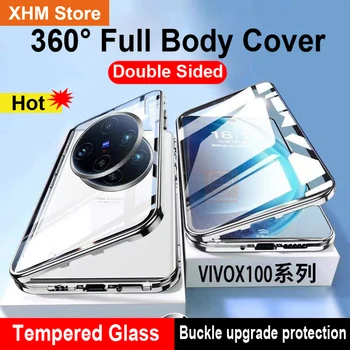 Pentru Vivo X100 Pro Caz Sticlă Călită Caz Acoperire Pentru Vivo X100 Pro 360 Corp Plin Flip Metal Magnetic