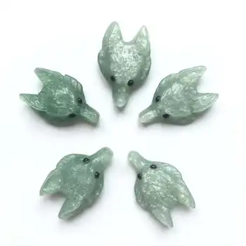 Fabrica de en-Gros de Înaltă Calitate de Cristal Sculptate de Mână, Verde Aventuri Fox pandantiv Cap De Cadouri Și Decorațiuni YHM