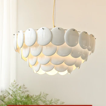 Noul Design Modern Alb Ceramica Candelabru de Iluminat Decor Acasă Pandantiv de Sticlă Lumină pentru Sufragerie, Dormitor cu Led Corpuri de iluminat