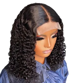 Noua peruci fata dantelă peruca capacul negru rolă mică perucă acopere capul Brazilian scurt fata de adânc val non adeziv închis